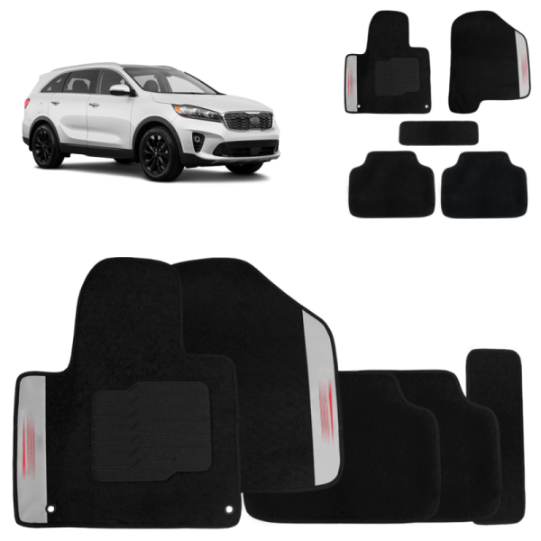 Jogo de Tapete Carpete Sorento 2014 a 2020 Preto 5 Peças Jogo de Tapete Carpete Sorento 2014 a 2020 Preto 5 Peças