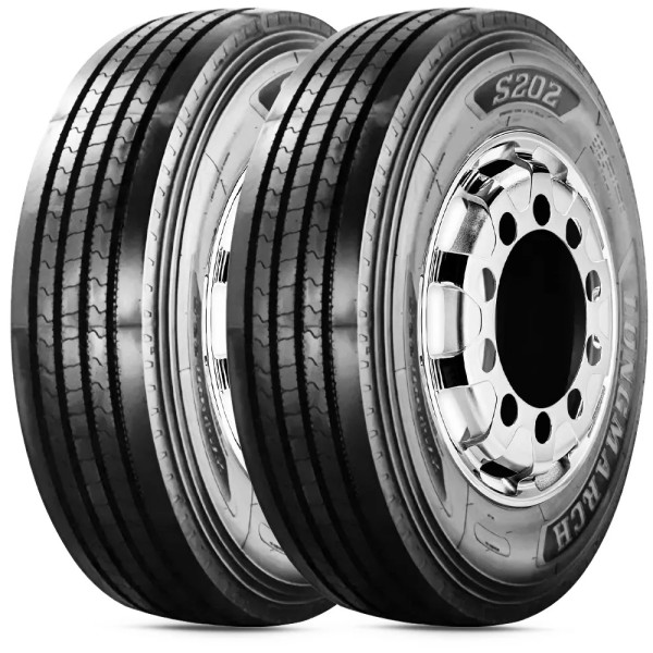 Kit 2 Pneu Longmarch Aro 22.5 295/80r22.5 152/149L TL 18PR S202