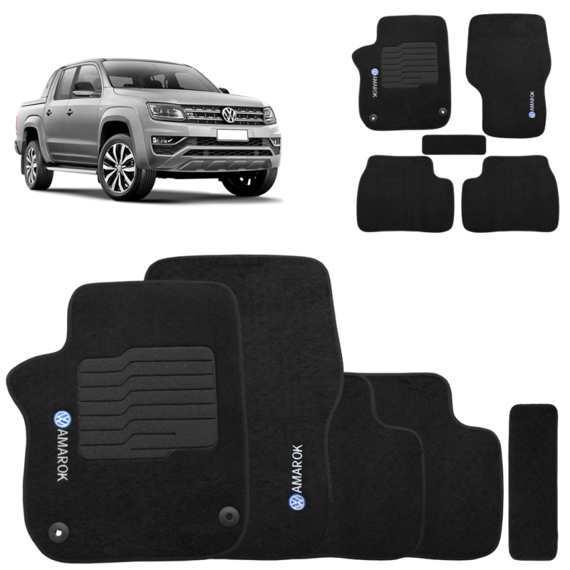 Jogo de Tapete Carpete Amarok 2010 a 2025 Preto Com Trava Jogo de Tapete Carpete Amarok 2010 a 2025 Preto Com Trava