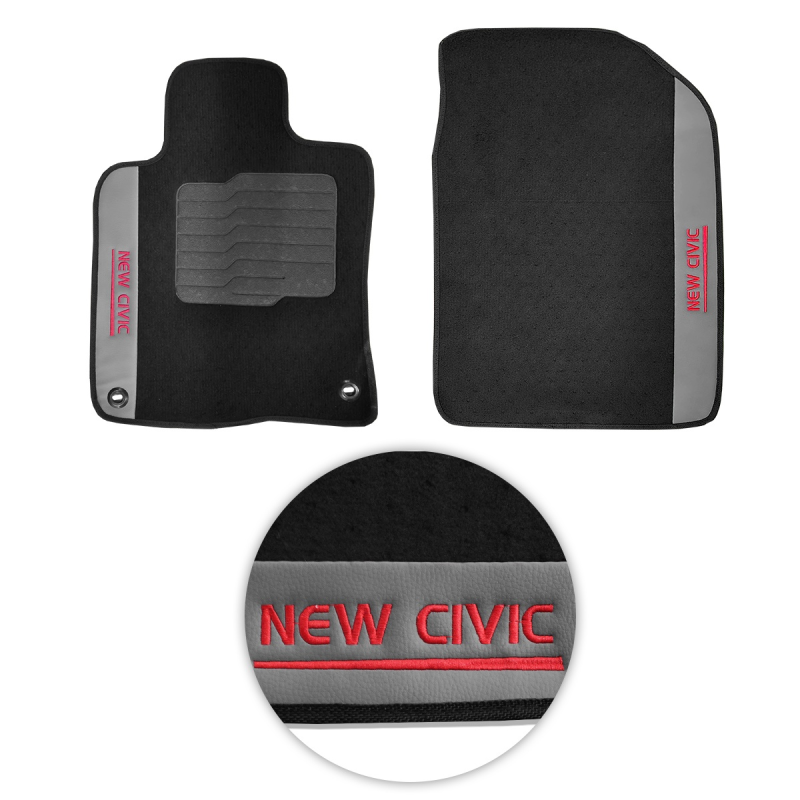 Jogo de Tapete Carpete New Civic 2017 a 2026 Preto 5 Peças Jogo de Tapete Carpete New Civic 2017 a 2026 Preto 5 Peças